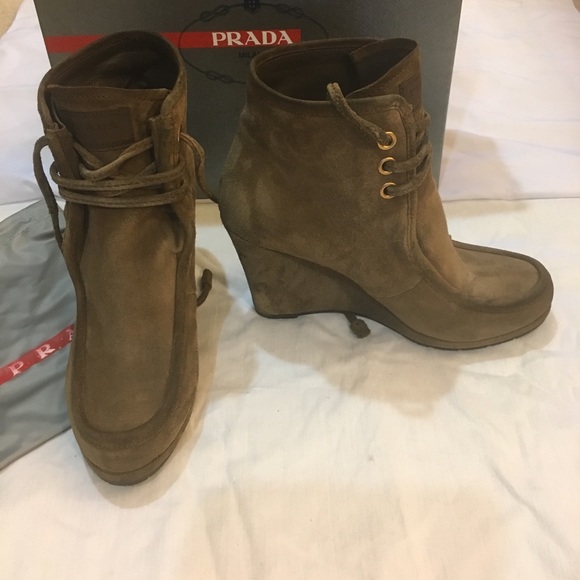 Prada Shoes - Prada OLZ Scamosciato suede lace up ankle boots